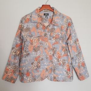 {Analogy} Blue Floral Denim Embroidered Jacket